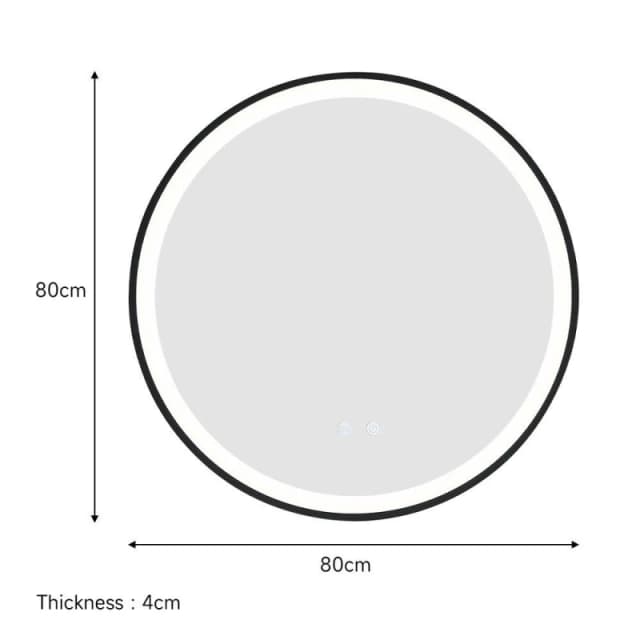 Kabinet UK Round Metal Framed LED Wall Mirror Black unisex One size