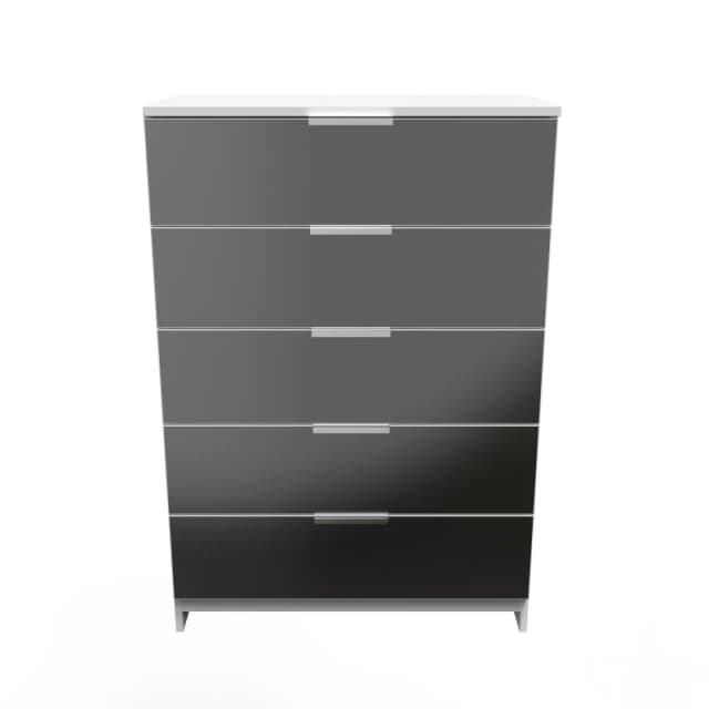 Poole 5 Drawer Chest In Black & White (Ready Assembled)