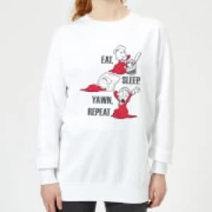 Popeye Eat Sleep Yawn Repeat Womens Sweatshirt - White - 3XL