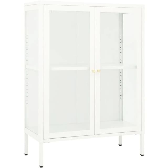 VIDAXL Sideboard White 75x35x105cm Steel and Glass Vidaxl 8720286564363