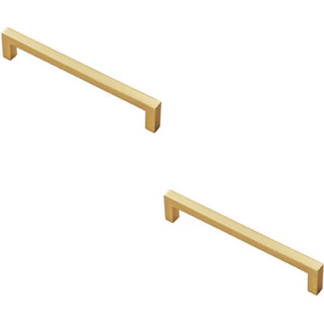 Loops 2x Square Block Pull Handle 170 x 10mm 160mm Fixing Centres Satin Brass Metallics unisex