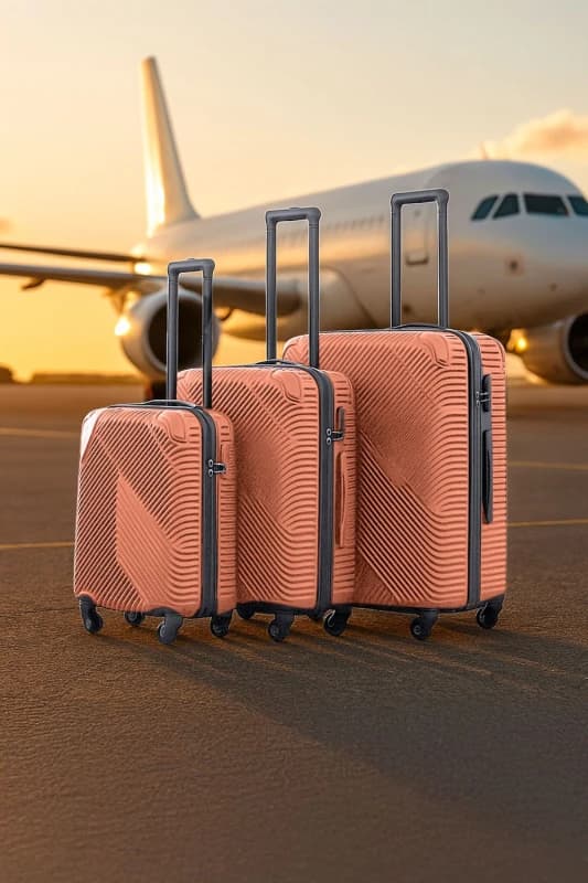 Neo 3 Piece Hard Shell Luggage Suitcase Set Rose Gold