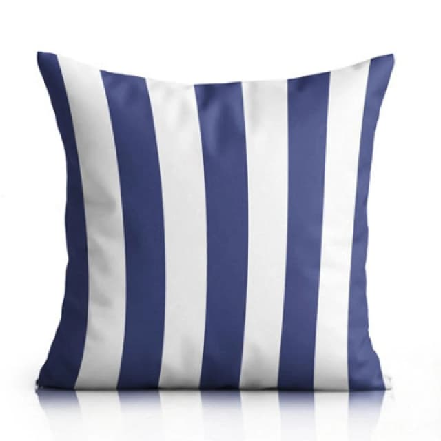 Luxury Living Wide Striped Large Outdoor Water-Repellant Cushion Blue