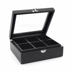 Bredemeijer Tea Box in Bamboo with 6 Inner Compartments with Window in Lid in Bl