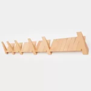 IloveHandles Switchboard Modular 25 Triangular Hook Retractable Slimline Wooden Coat Rack - Natural