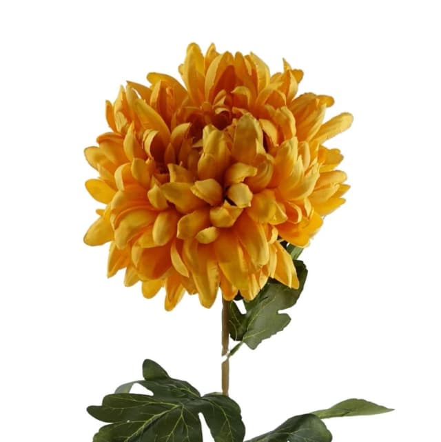 Leaf Premium Silk Chrysanthemum - Vibrant Orange - 75cm