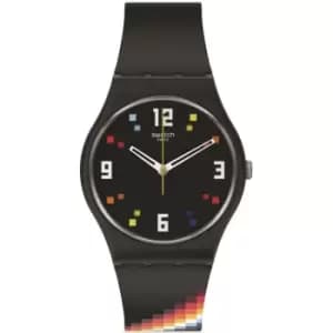 Unisex Swatch Black Carousel Squares Gent Biosourced Watch