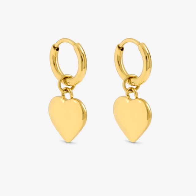 Jon Richard Gold Plated Stainless Steel Heart Charm Hoops Gold female One Size