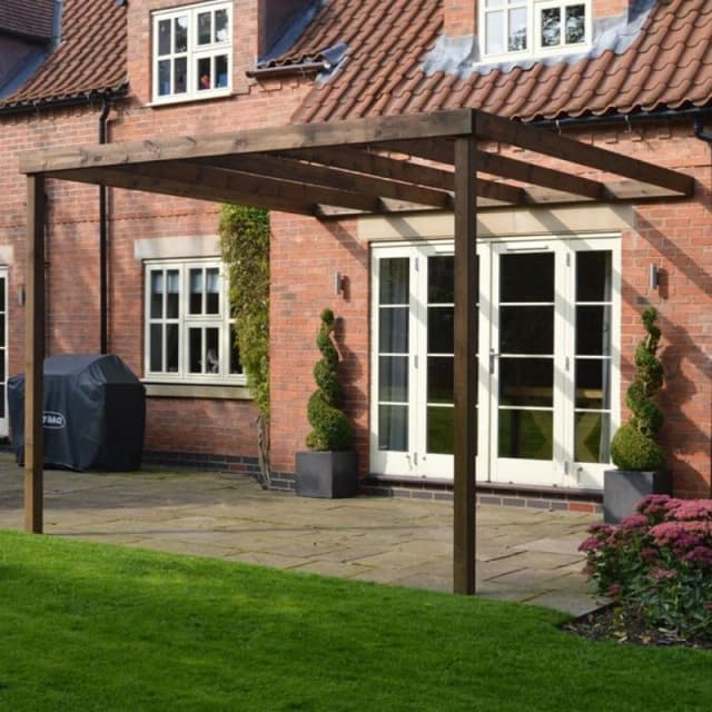Rutland County Garden Furniture Ltd Wall Mounted Box Pergola - L240 x W240 x H270cm - Rustic Brown Brown Unisex