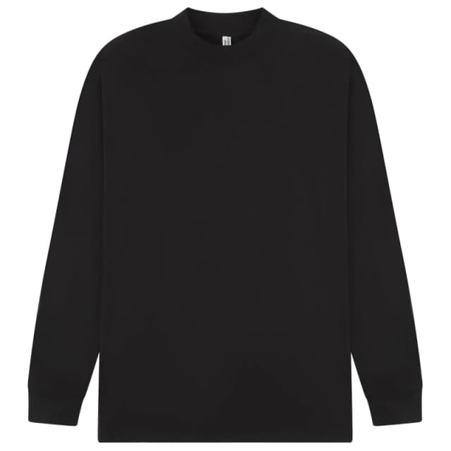 Casual Classics Mens Extended Neckline Tall Oversized Long-Sleeved T-Shirt in Black Size: Small Black Male S