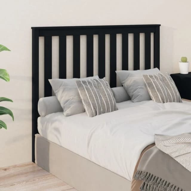 Vidaxl Bed Headboard Black 126X6X101cm Solid Wood Pine, Black 818514