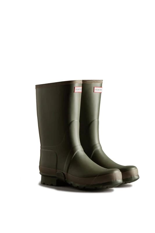 Hunter Mens 'Gardener Short' Wellington Boots in Dark Olive Size: 9 Dark Olive Male 9