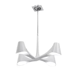 Ora Telescopic Convertible To Semi Flush 4 Light E27, Gloss White/White Acrylic/Polished Chrome, CFL Lamps INCLUDED