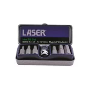 Laser 593 Hex Bit Set, 3/8 Ind, 7Pc
