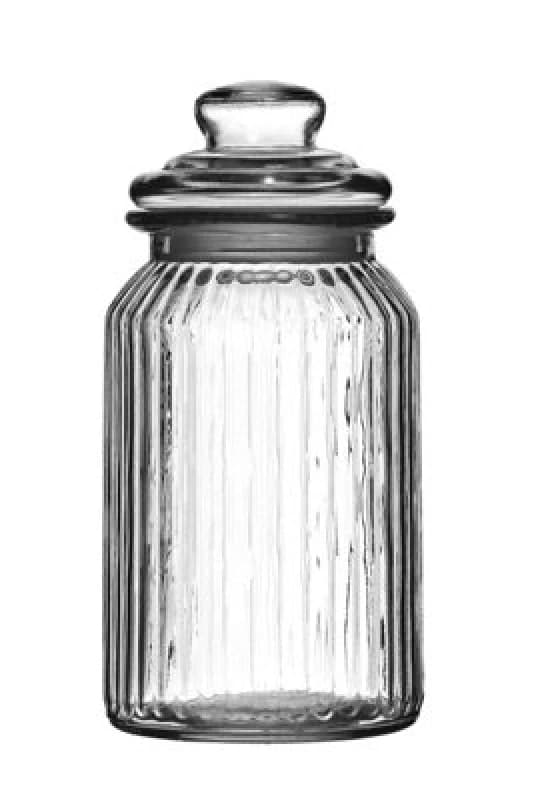 Premier Housewares Ribbed Glass Storage Jar -1300ml Clear