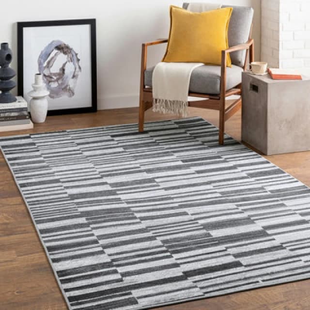 Livabliss Scandi Modern Black Vartika Area Rug 160 X 220 Cm - Easy Care, Non Shedding, Ideal For Living Room & Bedroom