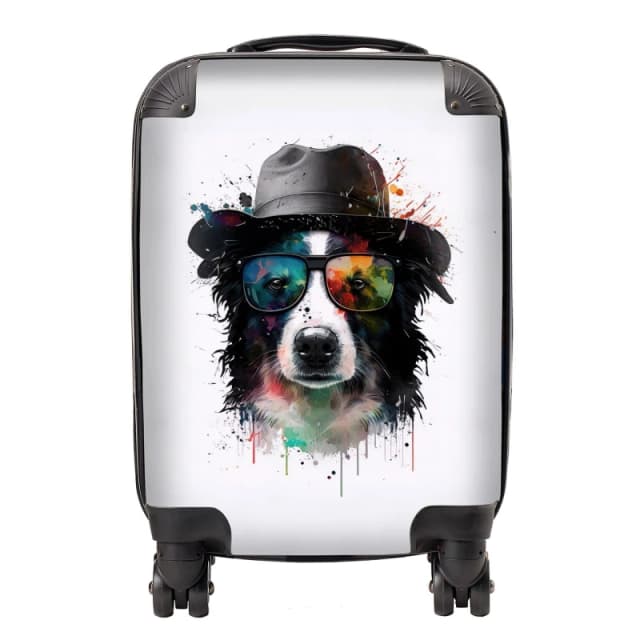 Warren Reed - Designer Border Collie Dog Splashart Suitcase Size: Large Multicolor Unisex Large