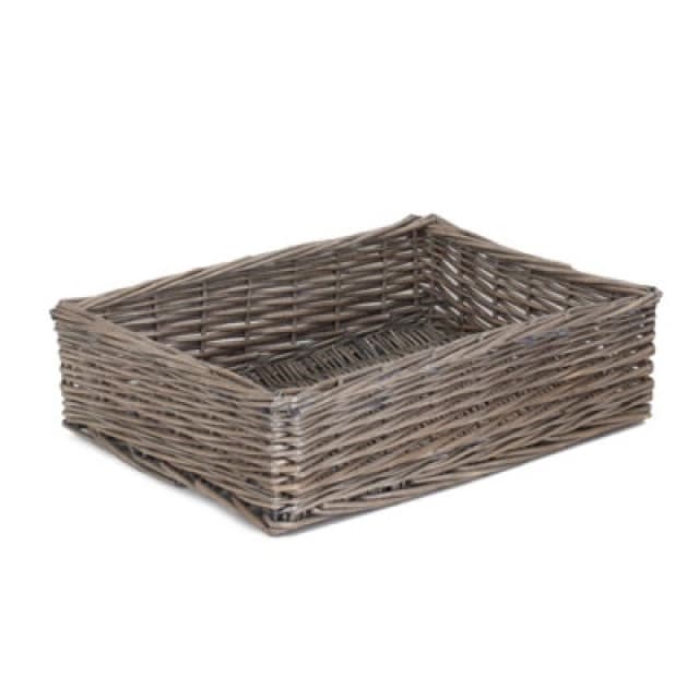 Red Hamper Pt079 Wicker Large Antique Wash Straight Sided Tray