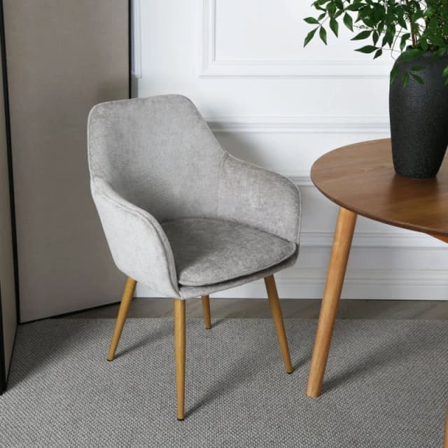 Muse - Accent Chair In Woven Yarn Fabric Upholstery With Ash Effectle Beige