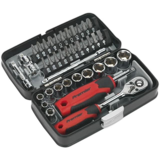 Loops 38 Piece 1/4" Drive Socket and Bit Set - Chrome Vanadium - Ratchet Wrench Multi