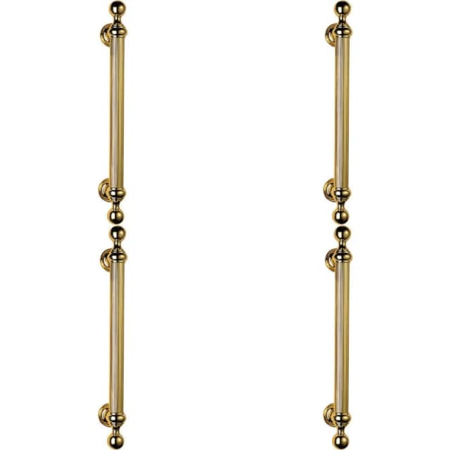 Loops 4x Ornate Pull Handle with Reeded Grip 353mm Fixing Centres Polished Brass Metallics unisex