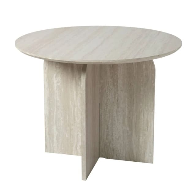 Home Garden Direct NYX Modern Round Dining Table 100cm Wood or Stone Effect in Light Stone Light Stone Unisex