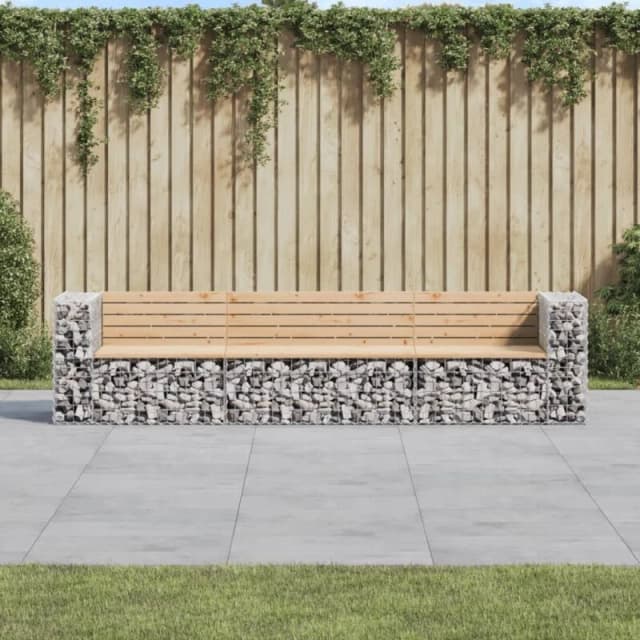 vidaXL Garden Bench Gabion Design 287x71x65.5cm Solid Wood Pine, Brown 3196251