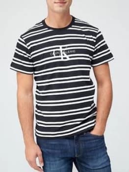 Calvin Klein Jeans Striped CK Center Logo T-Shirt - Black Size M Men