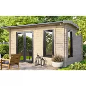 Power Sheds 14 x 8ft Left Hand Door Apex Notched Logs Log Cabin
