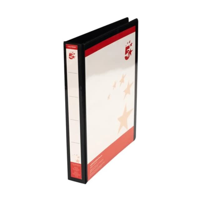 5 Star Office A4 Presentation Ring Binder Polypropylene 25mm 4D-Ring Black (10 Pack) 933007