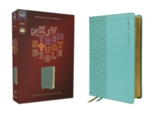 NKJV, Teen Study Bible, Leathersoft, Teal, Comfort Print. Leather / fine binding. By Zondervan Books