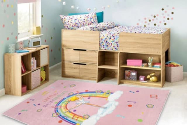RugsX Bambino 41870 Washing Carpet Ballerina, Rainbow For Children Anti Slip - Pink 80X150 Cm