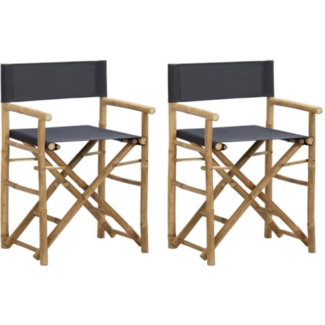VIDAXL Folding Director's Chairs 2 pcs Dark Grey Bamboo and Fabric Vidaxl 8720286135389