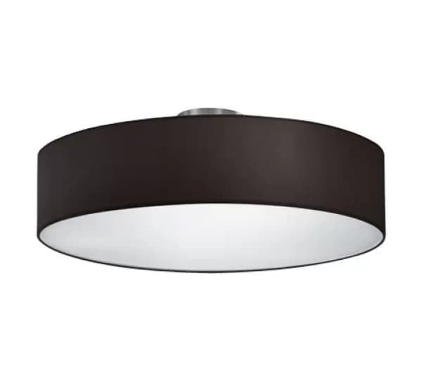 Hotel Modern 3 Light 50cm Cylindrical Ceiling Light Nickel Matt Black Shade
