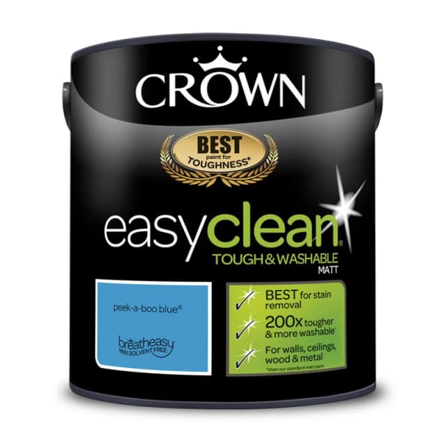 Crown Easyclean Matt Emulsion Paint, 2.5L, Peek-A-Boo Blue