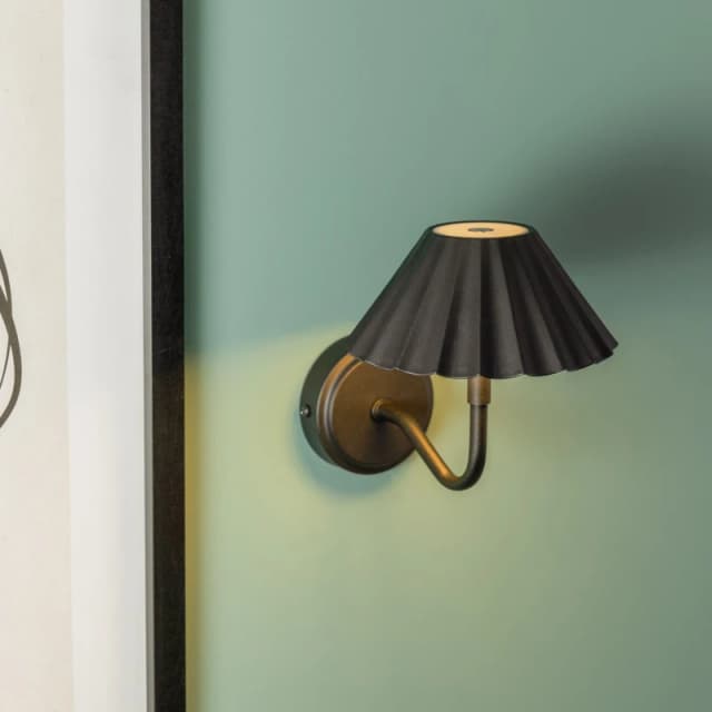 ValueLights ValueLights Avery Set of 2 Rechargeable Easy Fit Wall Light Fittings in Black One Size Unisex 5059406040955