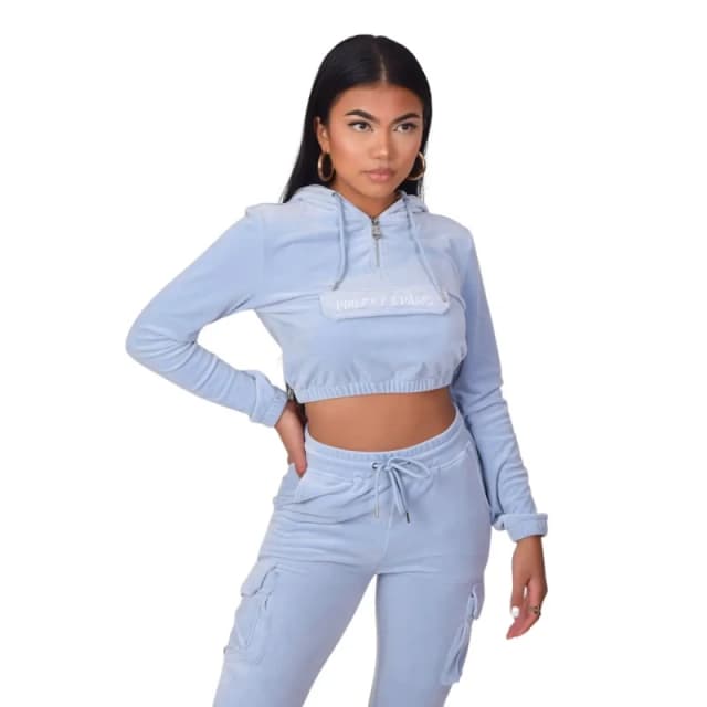 Project X Paris Womens short velvet hoodie Project X Paris Bleu Female XL