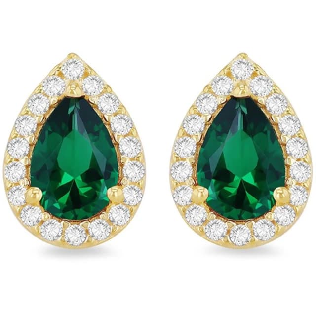 Be You 9ct Gold Pear Shaped CZ Halo Stud Earrings Stud Earrings One Size Gold 72957410000