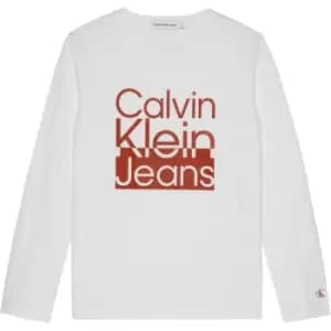 Calvin Klein Jeans Box Logo T-Shirt Ls - White