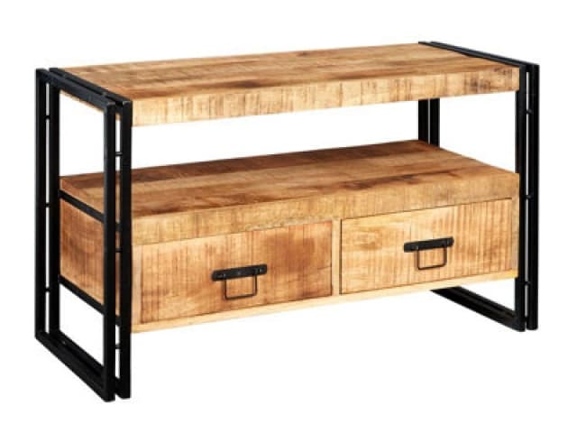 Buttercup Farm Cosmo Industrial TV Stand - Solid Mango Wood - L45 X W102 X H60 Cm