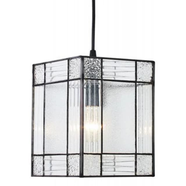 Happy Homewares Clear Glass Tiffany Easy Fit Pendant Shade With Square And Rectangular Panels