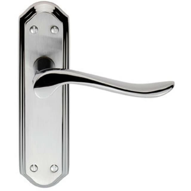 Loops PAIR Curved Lever on Sculpted Latch Backplate 180 x 48mm Satin/Polished Chrome Multi