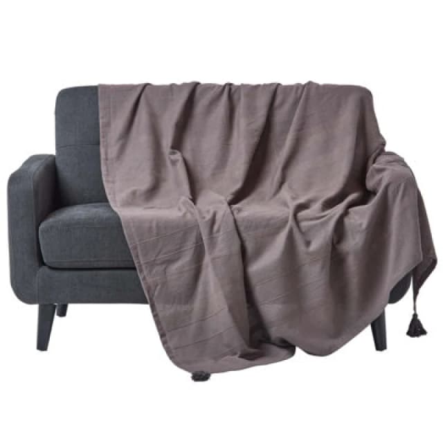 Homescapes Cotton Rajput Ribbed Throw Grey