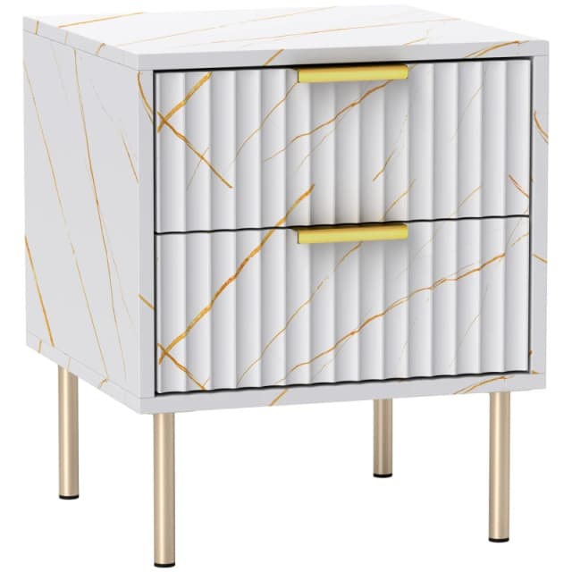 HOMCOM Bedside Table Bedside Cabinet with 2 Drawers for Bedroom White
