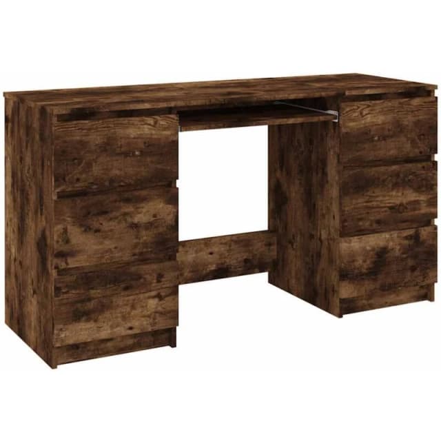 Vidaxl Writing Desk Smoked Oak 140X50X77cm Engineered Wood, Brown 815438