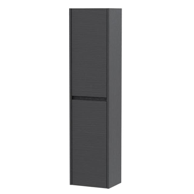 Balterley Wall Hung 2 Door Tall Bathroom Unit Woodgrain Graphite Grey 350mm Grey