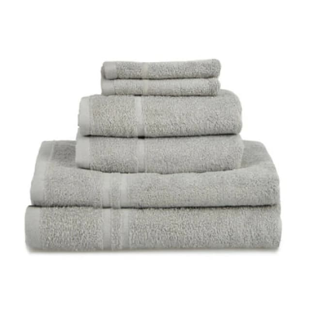 Allure Bath Fashions Hotel Essentials Cotton 6 Piece Towel Set - Silver