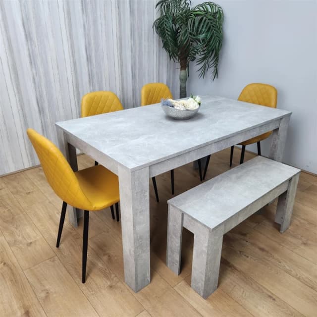 KOSY KOALA Kosy Koala Dining Table Set with 4 Chairs and a Bench Dining Room and Kitchen table set of 4 Grey unisex