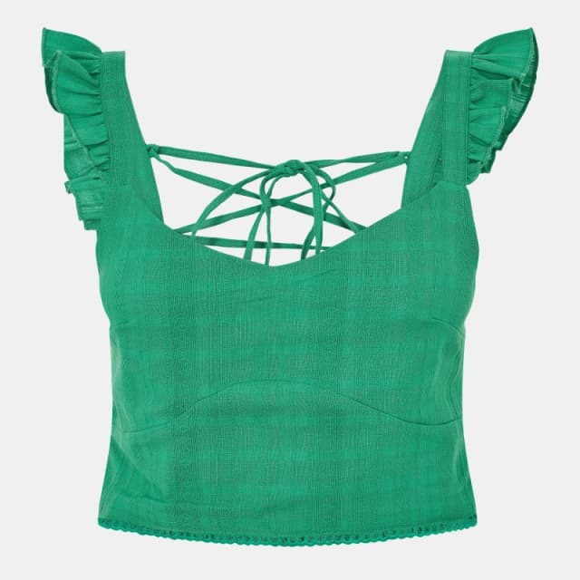 Jack Wills Frill Sleeve Top - Green Green 8