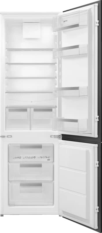 Smeg UKC81721E 178cm 70/30 Integrated Fridge Freezer with Sliding Door Hinge - White - E Rated